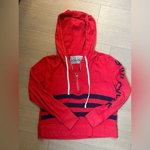 Red SoulCycle half zip hoodie